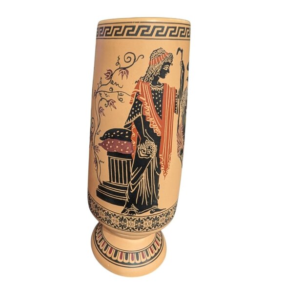 Handmade Greek Ceramic Vase 9" Tall With Ancient Mythology Art Hand-Painted Made - Picture 3 of 6